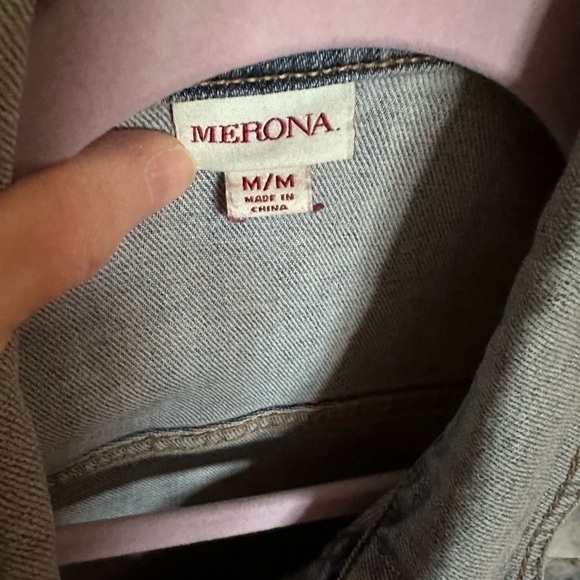 Hand painted up cycled denim jean vest prism brick merona medium - Picture 5 of 6